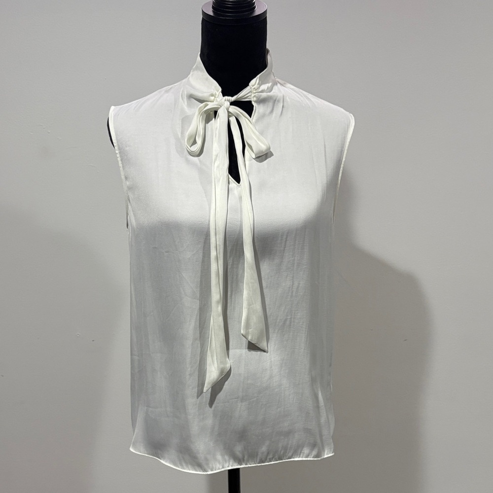 Worthington White Tie-Neck Blouse